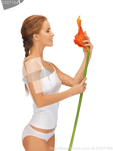 Image of lovely woman with calla lilly