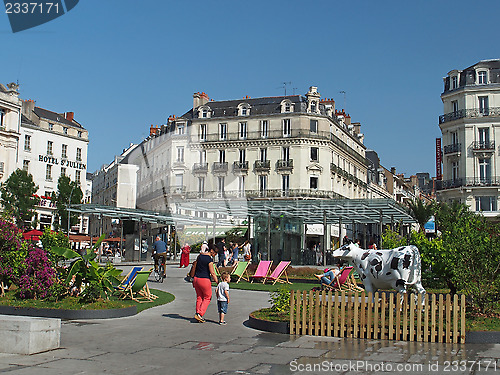 Image of Angers, France, july 2013, town center square summer decoration