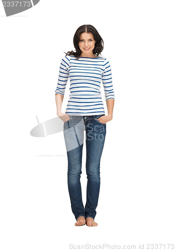 Image of beautiful woman in casual clothes