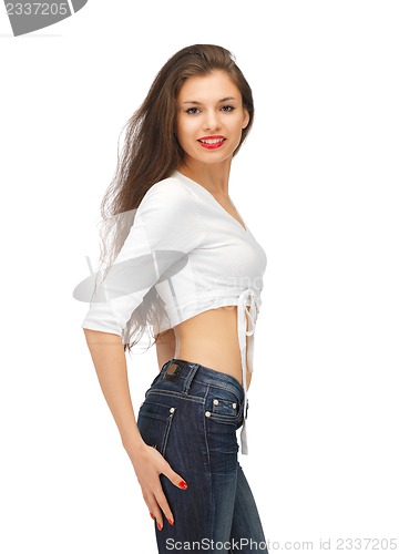 Image of beautiful woman in casual clothes