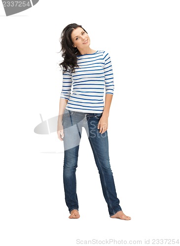 Image of beautiful woman in casual clothes