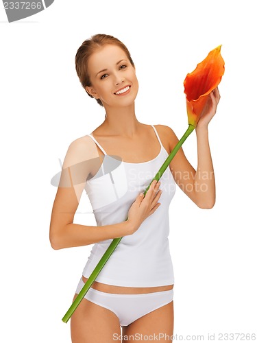 Image of lovely woman with calla lilly