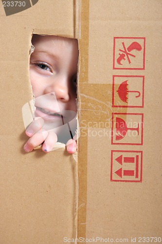 Image of Child looking from box