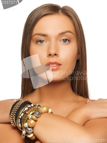 Image of beautiful woman with bracelets