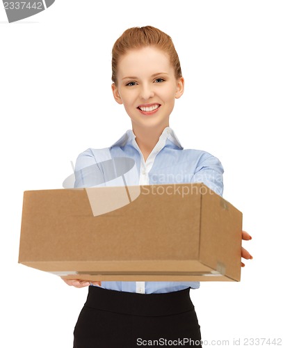 Image of woman with cardboard box