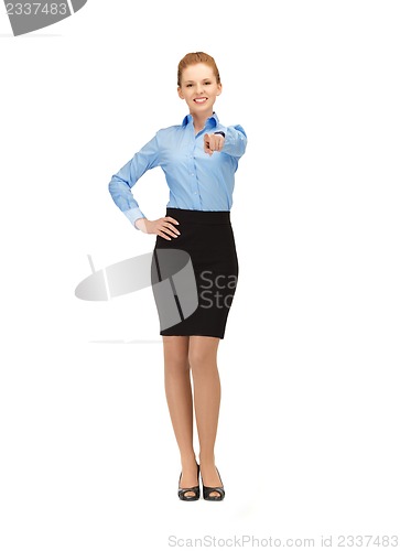 Image of stewardess pointing her finger