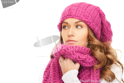 Image of beautiful woman in winter hat