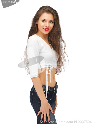 Image of beautiful woman in casual clothes