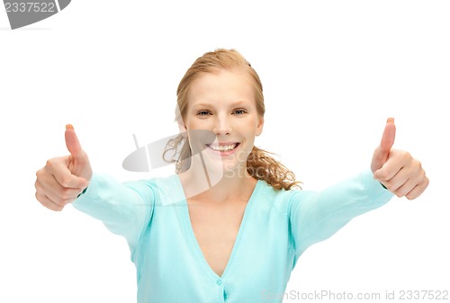 Image of teenage girl with thumbs up