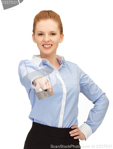 Image of happy woman with credit card