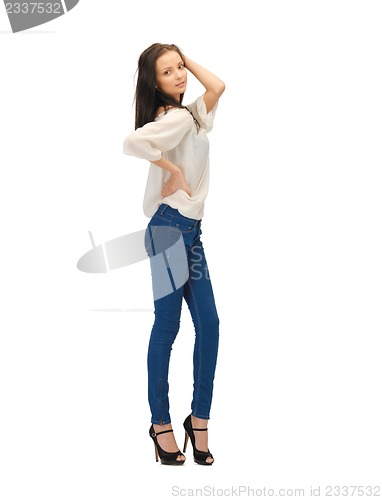 Image of beautiful woman in casual clothes