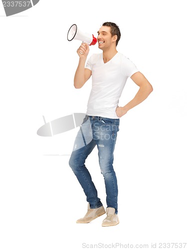 Image of handsome man with megaphone