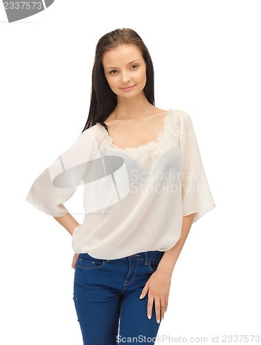 Image of beautiful woman in casual clothes