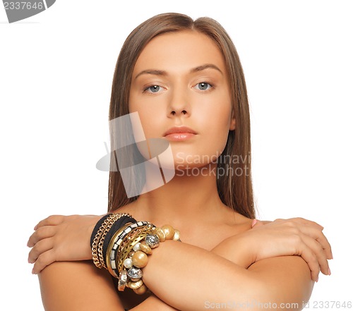 Image of beautiful woman with bracelets