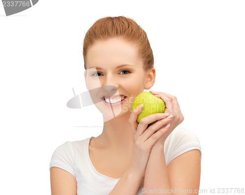 Image of teenage girl with green apple