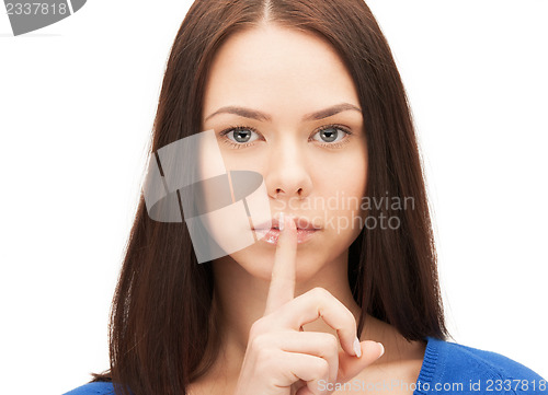 Image of picture of woman with finger on lips