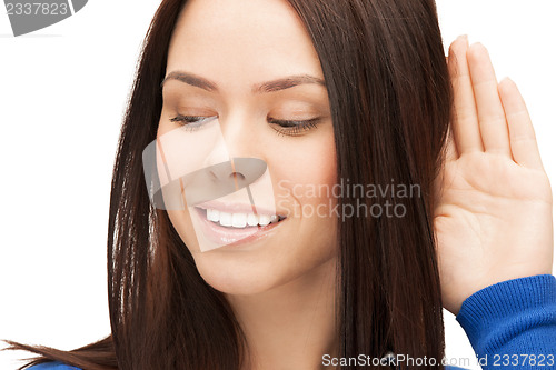 Image of happy woman listening gossip