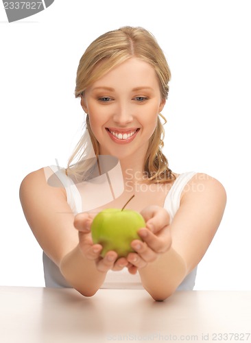 Image of woman with green apple