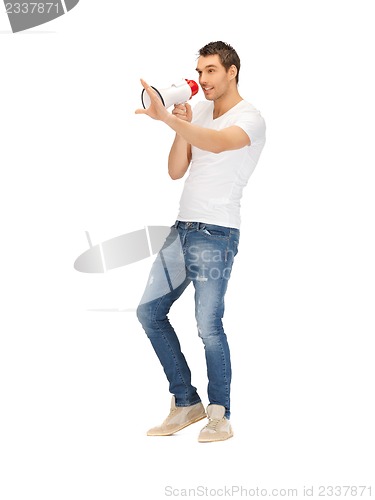 Image of handsome man with megaphone