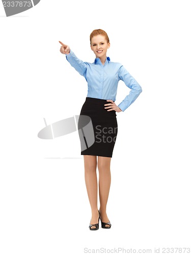 Image of stewardess pointing her finger