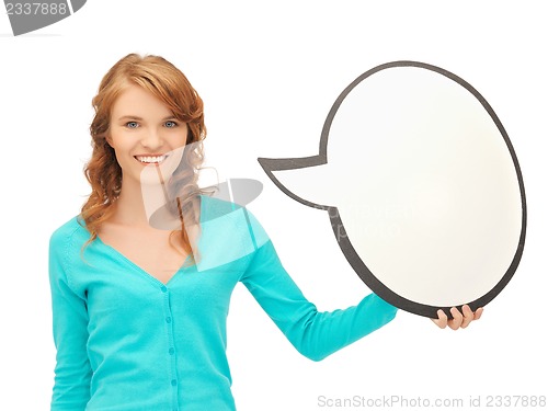 Image of teenage girl with blank text bubble