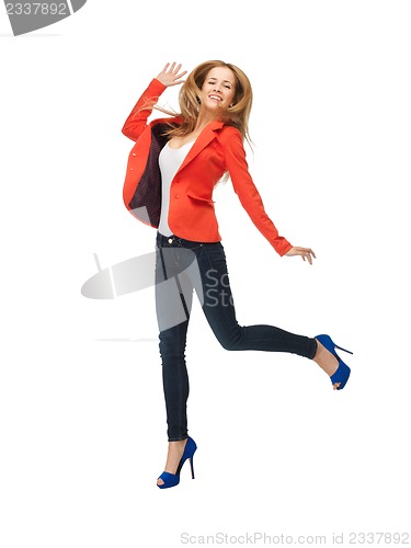 Image of jumping teenage girl in casual clothes