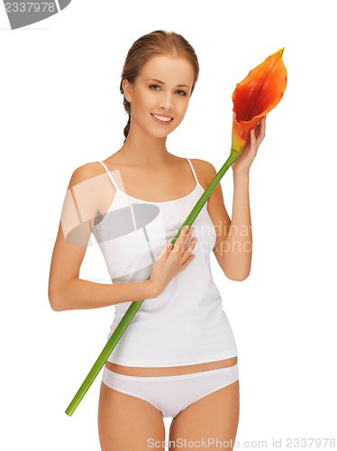 Image of lovely woman with calla lilly