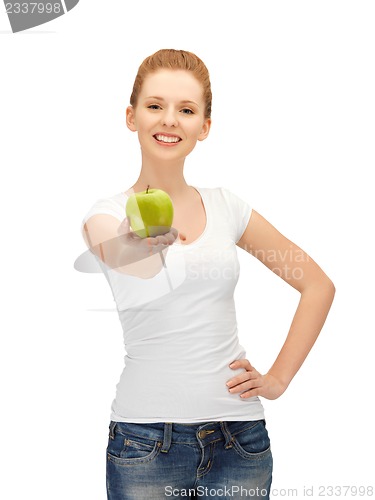 Image of teenage girl with green apple