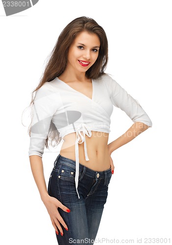 Image of beautiful woman in casual clothes