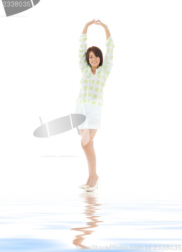Image of woman in casual clothes on white sand