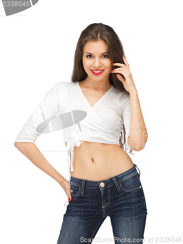 Image of beautiful woman in casual clothes