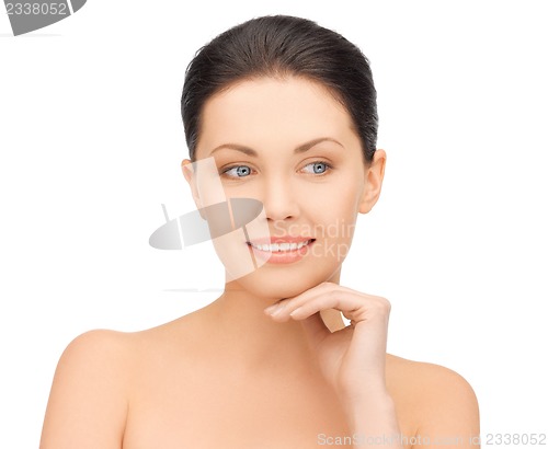 Image of face and hands of beautiful woman