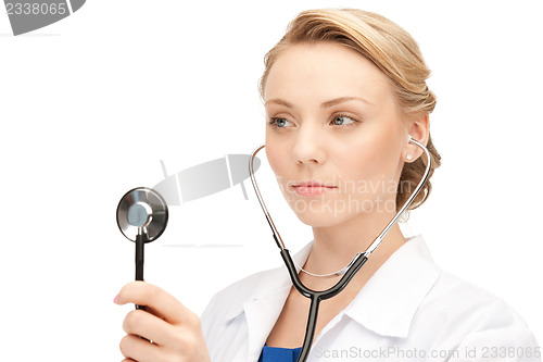 Image of attractive female doctor with stethoscope