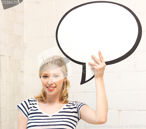 Image of happy teenage girl with blank text bubble