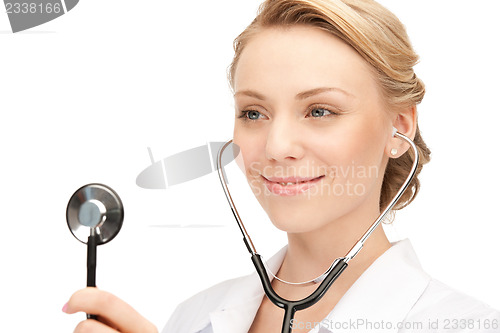 Image of attractive female doctor with stethoscope