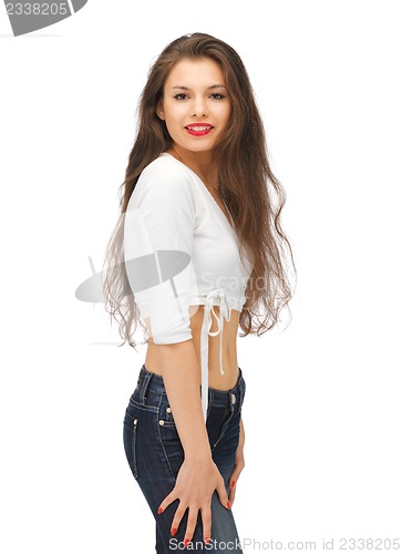 Image of beautiful woman in casual clothes