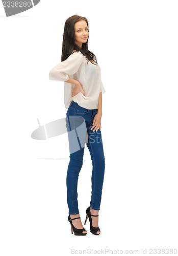 Image of beautiful woman in casual clothes