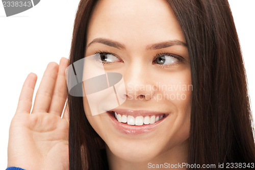 Image of happy woman listening gossip