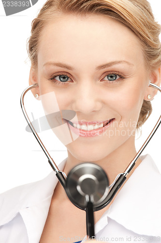 Image of attractive female doctor with stethoscope