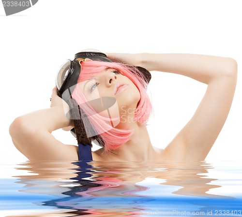 Image of pink hair girl in aviator helmet