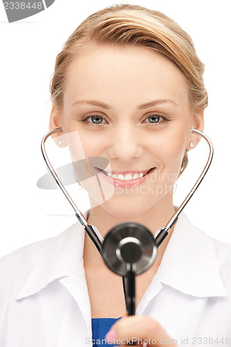 Image of attractive female doctor with stethoscope