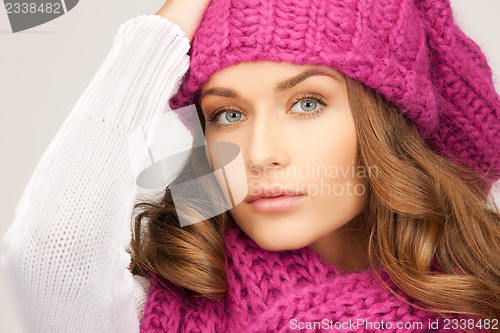 Image of beautiful woman in winter hat