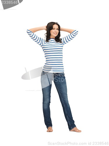 Image of beautiful woman in casual clothes
