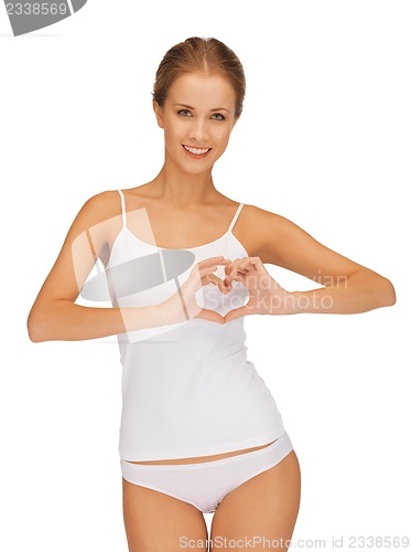Image of woman in cotton undrewear forming heart shape