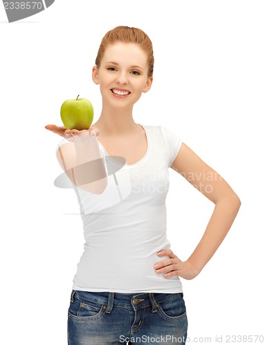 Image of teenage girl with green apple