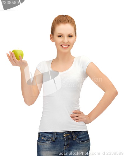 Image of teenage girl with green apple