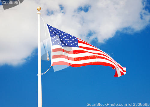 Image of american flag flying in the wind