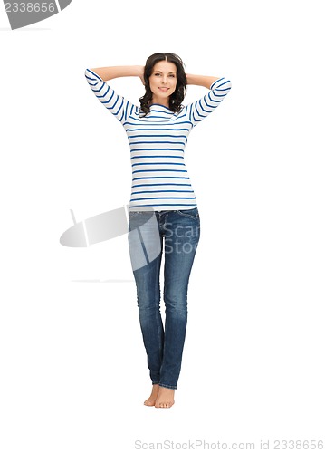 Image of beautiful woman in casual clothes