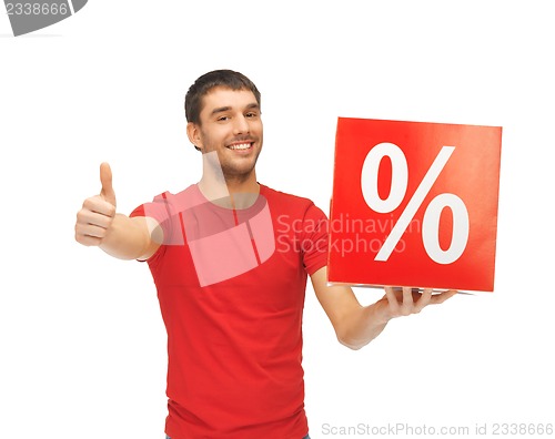 Image of man with percent sign