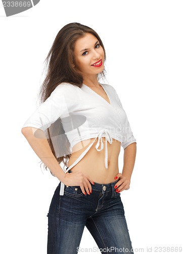 Image of beautiful woman in casual clothes